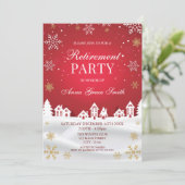 Retirement Holiday Party Red Winter Invitation Einladung (Stehend Vorderseite)