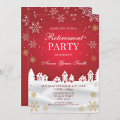 Retirement Holiday Party Red Winter Invitation Einladung (Vorne/Hinten)