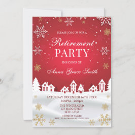 Retirement Holiday Party Red Winter  Invitation Einladung