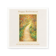 Retirement Napkin | Autumn Path Countryside Scene
