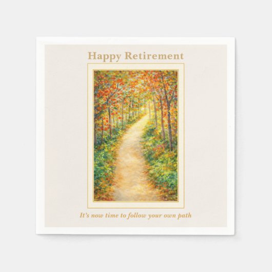 Retirement Napkin | Autumn Path Countryside Scene Serviette (Vorderseite)