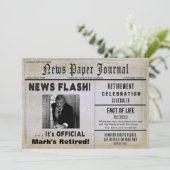 RETIREMENT NEWS FLASH INVITE - FOTO & NAME INSERT EINLADUNG (Stehend Vorderseite)