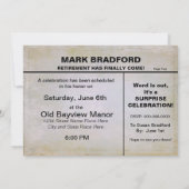 RETIREMENT NEWS FLASH INVITE - FOTO & NAME INSERT EINLADUNG (Rückseite)