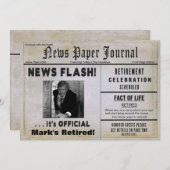 RETIREMENT NEWS FLASH INVITE - FOTO & NAME INSERT EINLADUNG (Vorne/Hinten)