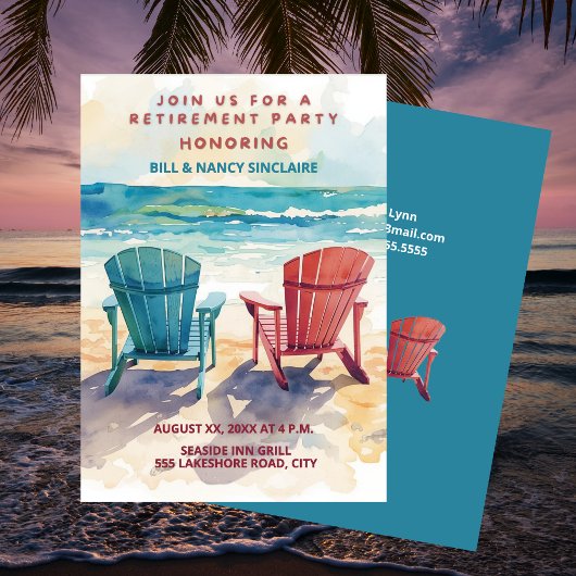 Retirement Party Beach Theme Casual Fun Einladung