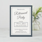 Retirement Party Classic Simple Gray And Cream Einladung (Stehend Vorderseite)