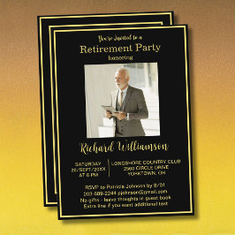 Retirement Party Elegant and Gold Photo  Einladung
