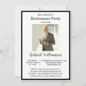 Retirement Party Elegant Black White Photo  Einladung (Vorderseite)