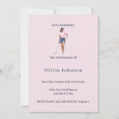 Retirement Party Female Golfer Watercolor Einladung (Vorderseite)