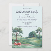 Retirement Party Golf Cart Watercolor  Einladung (Vorderseite)