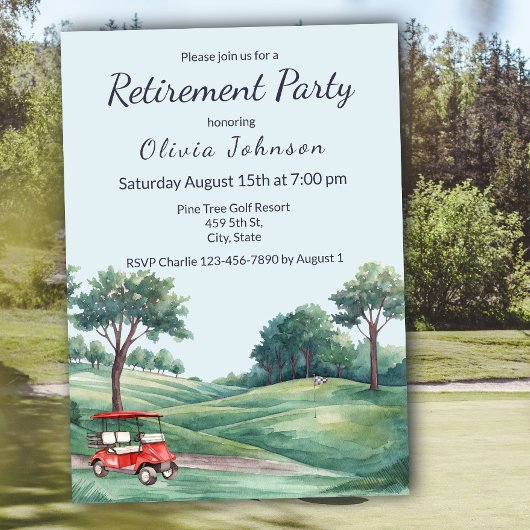 Retirement Party Golf Cart Watercolor  Einladung