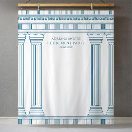 Retirement Party in blue Wandteppich