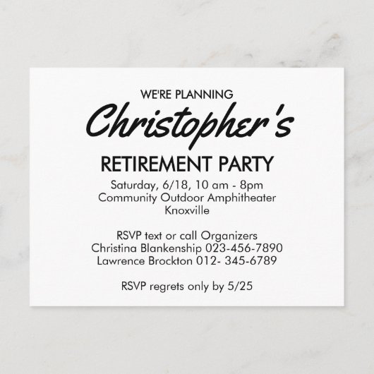 Retirement Party Replaceable Photo Save The Date Ankündigungspostkarte (Rückseite)