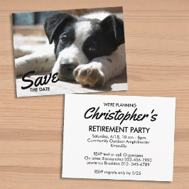 Retirement Party Replaceable Photo Save The Date Ankündigungspostkarte