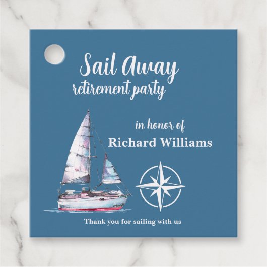 Retirement Party Sail Away Nautical Theme Geschenkanhänger (Vorderseite)