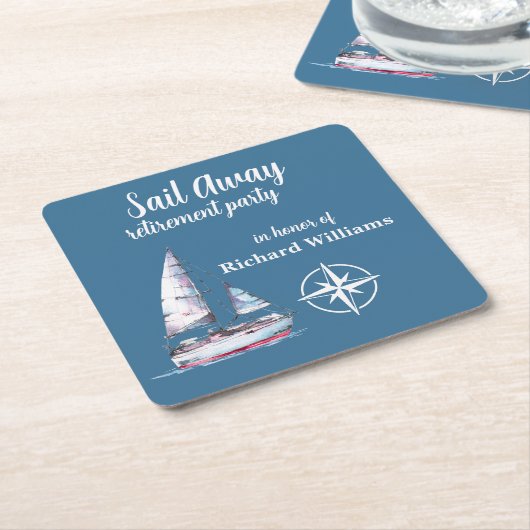 Retirement Party Sail Away Nautical Theme Rechteckiger Pappuntersetzer (angewinkelt)