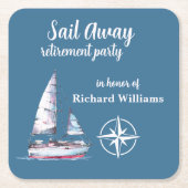 Retirement Party Sail Away Nautical Theme Rechteckiger Pappuntersetzer (Vorderseite)