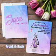 Retirement Party Save The Date Watercolor Golf Bag