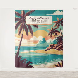 Retirement Party with retro beach photo backdrop Wandteppich