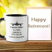Retirement Pilot Airplane Minimalist Black Custom Tasse