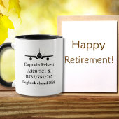Retirement Pilot Airplane Minimalist Black Custom Tasse