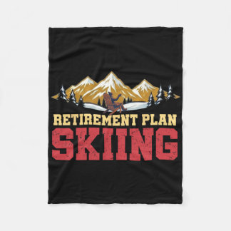 Retirement Plan Skiing Vintage Sunset Retro Skier  Fleecedecke