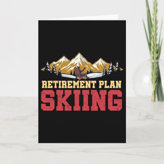 Retirement Plan Skiing Vintage Sunset Retro Skier  Karte (Vorderseite)