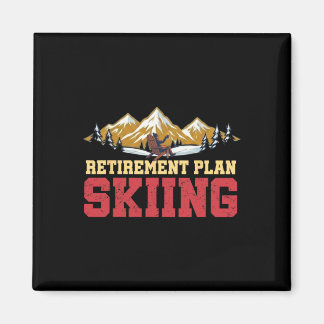 Retirement Plan Skiing Vintage Sunset Retro Skier  Magnet