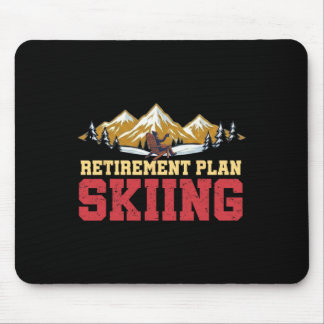 Retirement Plan Skiing Vintage Sunset Retro Skier  Mousepad