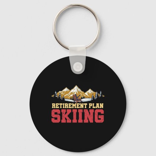 Retirement Plan Skiing Vintage Sunset Retro Skier  Schlüsselanhänger (Vorderseite)
