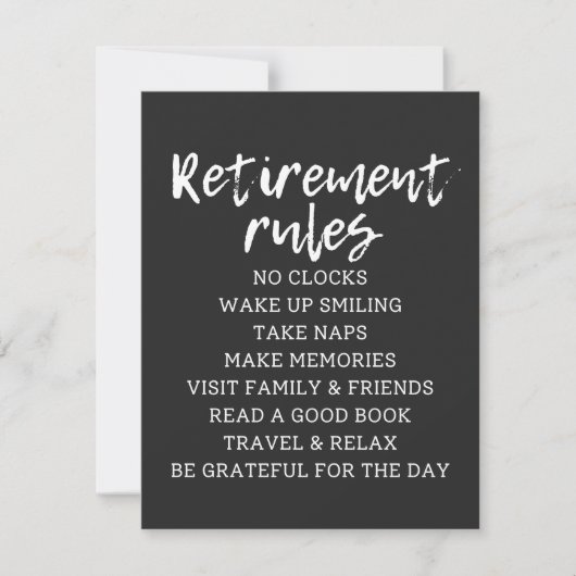 Retirement Rules Sign, Retirement Gift Sign (Vorderseite)