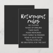 Retirement Rules Sign, Retirement Gift Sign (Vorne/Hinten)