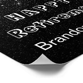 Retirement Silver Confetti Stars on Black Poster (Ecke)