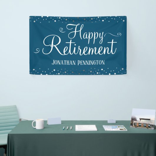 Retirement Simple Silver Confetti Banner (Messeveranstaltung)