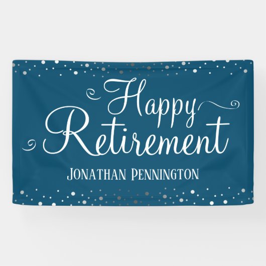 Retirement Simple Silver Confetti Banner (Horizontal)