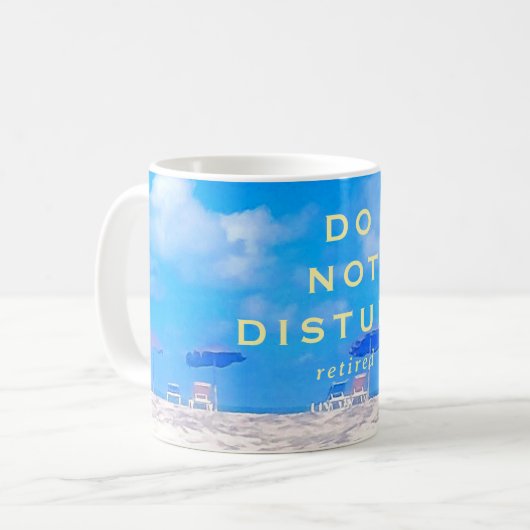 Retirement Summer Beach Blue White Gift Kaffeetasse (Vorderseite Links)