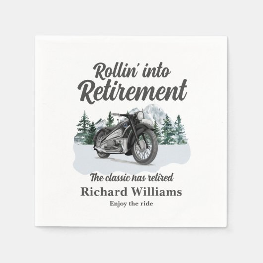 Retirement Travel Theme Classic Motorbike Rolling Serviette (Vorderseite)