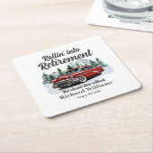 Retirement Travel Theme Classic Retro Car Rolling Rechteckiger Pappuntersetzer (angewinkelt)