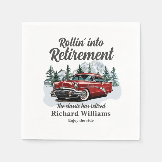 Retirement Travel Theme Classic Retro Car Rolling Serviette (Vorderseite)