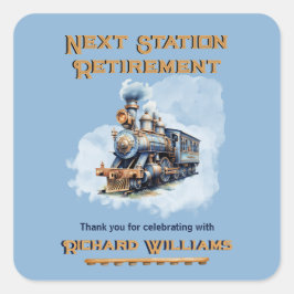 Retirement travel theme Vintage Train Next Station Quadratischer Aufkleber