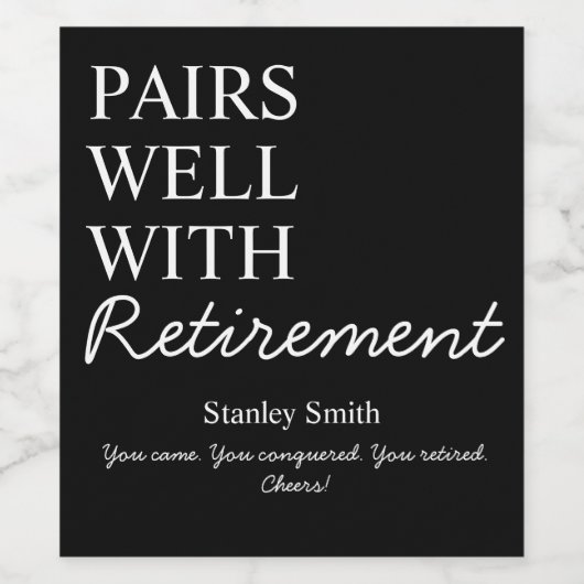 Retirement Wine Label – Cheers & Congrats Weinetikett (Einzelnes Label)