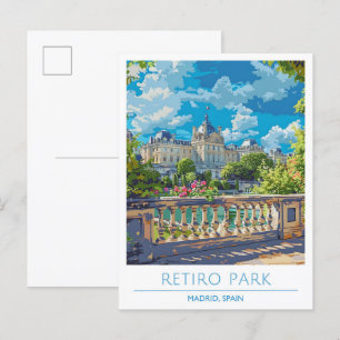 Retiro Park Madrid Spanien Vintage Postkarte