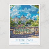 Retiro Park Madrid Spanien Vintage Postkarte (Vorderseite)