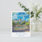 Retiro Park Madrid Spanien Vintage Postkarte (Stehend Vorderseite)