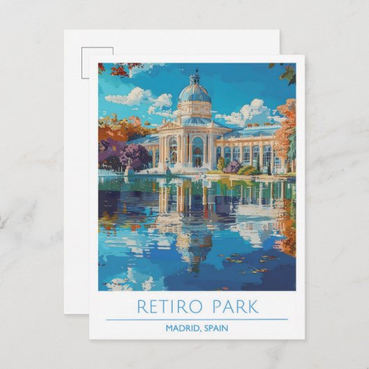 Retiro Park Madrid Spanien Vintage Postkarte (Vorne/Hinten)