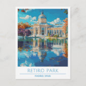 Retiro Park Madrid Spanien Vintage Postkarte (Vorderseite)