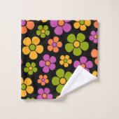 Reto 1960er Style Mid Mod Floral Pattern Badhandtuch Set (Waschlappen)