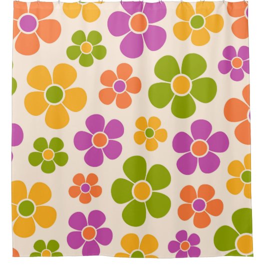 Reto 1960er Style Mid Mod Floral Pattern Duschvorhang (Vorderseite)