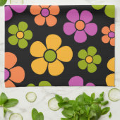 Reto 1960er Style Mid Mod Floral Pattern Geschirrtuch (Gefaltet)