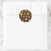 Reto 1960er Style Mid Mod Floral Pattern Runder Aufkleber (Tasche)